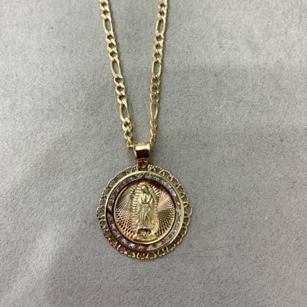 14k Gold Lady Of Guadalupe Pendant &  14 KT Chain